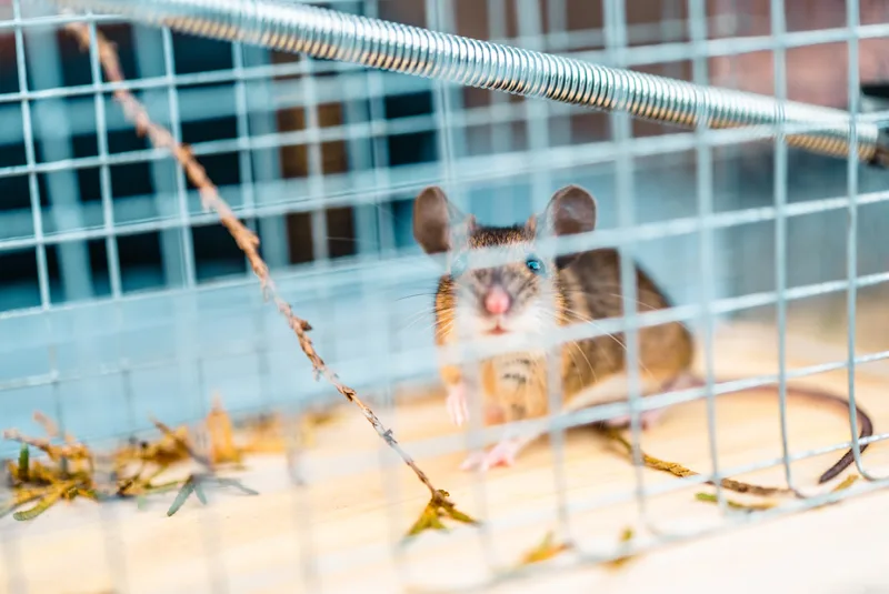 Mouse captured in a trap